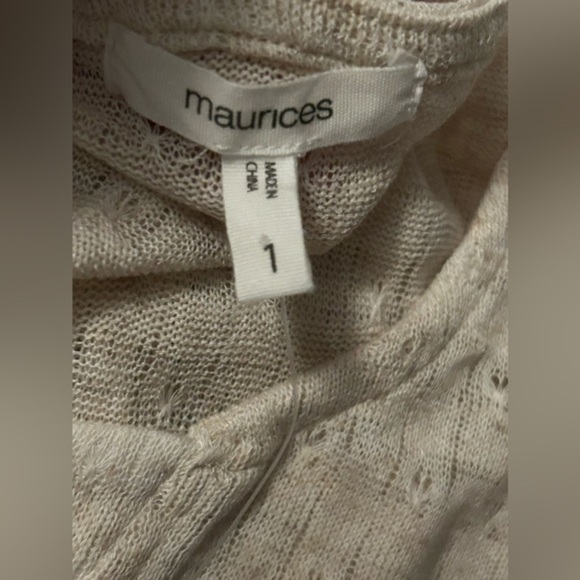 NWT Maurice’s pointelle high low‎ lace up duster top size 1X cream boho - Picture 7 of 16
